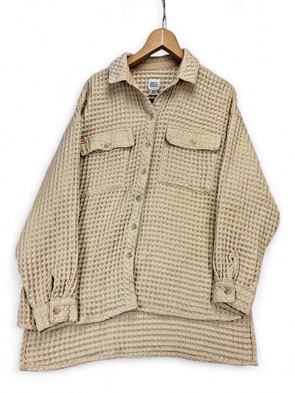 BDG Waffle Textured Button-Up Utility Jacket Off White Size S